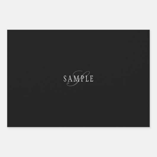 Elegant monogram | Zwart Grijs Wit Inpakpapier Vel (Voorkant 3)