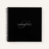 Elegant  monogram | Zwart Grijs Wit Notitieboek (Voorkant)