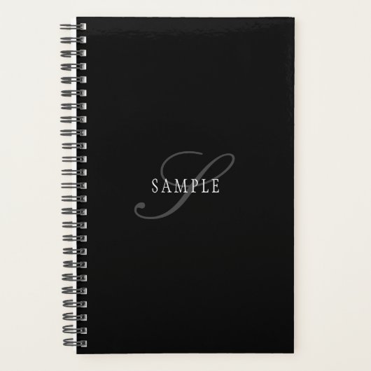 Elegant  monogram | Zwart Grijs Wit Planner (Voorkant)