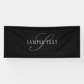 Elegant monogram | Zwart Grijs Wit Spandoek (Horizontaal)