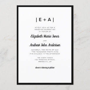 Elegant Monogram Zwart Modern Bold Wedding Kaart