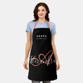Elegant Monogram Zwart Roze Script Beste Chef Naam Schort (Gedragen)