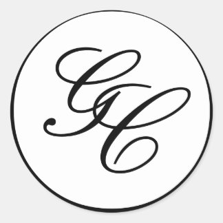 Elegant Monogram Zwart-wit Bruiloft Sticker