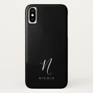 Elegant Monogram Zwart-wit iPhone X Hoesje