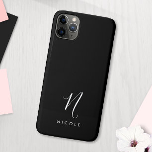 Elegant Monogram Zwart-wit iPhone 11 Pro Max Hoesje