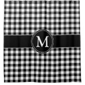 Elegant monogram zwart-wit gevinkt patroon douchegordijn (Voorkant)