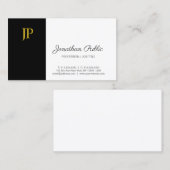 Elegant Monogram Zwart Wit Goud Modern Plain Visitekaartje (Voorkant / Achterkant)