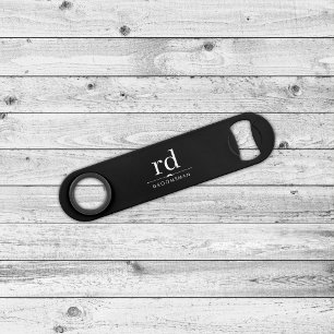 Elegant Monogram Zwart-wit Groomsmen Gift Speed Flessenopener