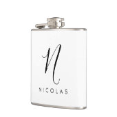 Elegant Monogram Zwart-wit Heupfles (Links)