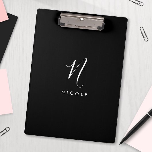 Elegant Monogram zwart-wit klembord