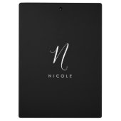 Elegant Monogram zwart-wit klembord (Achterkant)