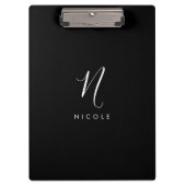 Elegant Monogram zwart-wit klembord (Voorkant)