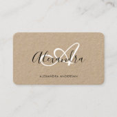 Elegant Monogram Zwart Wit Script Naam Kraft Visitekaartje (Voorkant)