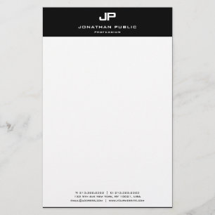 Elegant monogram zwart-wit Sjabloon Modern Briefpapier