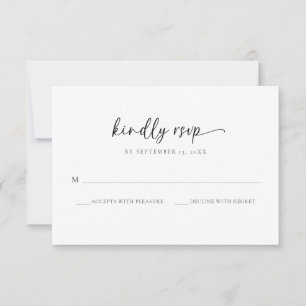Elegant Monogram Zwart-Wit Trouwen RSVP Kaart