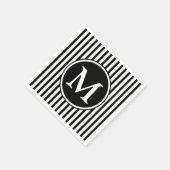 Elegant monogram zwart-witte strepen servetten (Hoek)