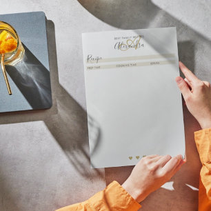 Elegant Monogram Zwarte Goud Eenvoudig Receptblad  Notitieblok