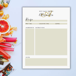 Elegant Monogram Zwarte Goud Moderne Receptenblad Notitieblok