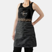 Elegant Monogram zwarte Leopard Animal Print Schort (Insitu)