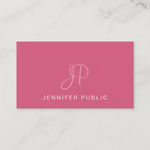 Elegant Monogramed Design Trendy Blush Pink Plain Visitekaartje