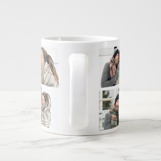 Elegant Monogramed en 5 Photo Personalized Mug  Extra Grote Beker (Achterkant)