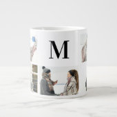 Elegant Monogramed en 5 Photo Personalized Mug  Extra Grote Beker (Voorkant)