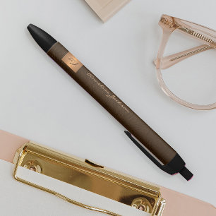 Elegant monogramed gold name script kantoor zwarte inkt pen