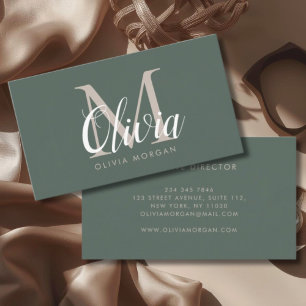 Elegant monogramlogo groen professioneel visitekaartje