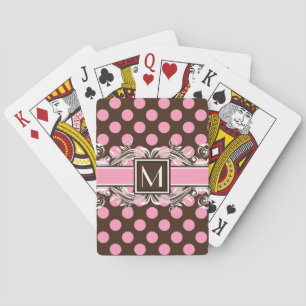 Elegant monogramma Geometrische puntpatroon Speelkaarten
