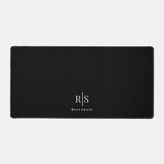Élégant Monogramme 3D et nom sur noir (Recto)