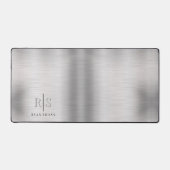 Élégant Monogramme 3D & Nom, Argent Brossé, Vs 2 (Recto)