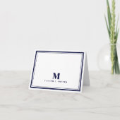 Élégant monogramme à deux bordures chic bleu marin (Devant)