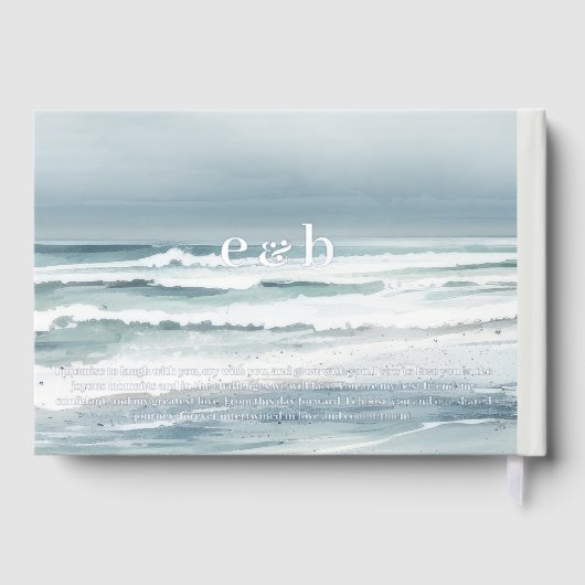 Élégant Monogramme avec Vows Mariage côtier (Verso)