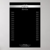 Élégant Monogramme Black Argent Prix Poster (Devant)
