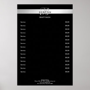 Élégant Monogramme Black Argent Prix Poster