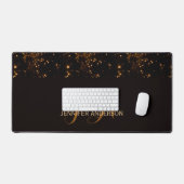 Elégant Monogramme Black Gold Galaxy Mat de bureau (Clavier et souris)