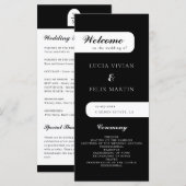 Élégant Monogramme Black Wedding Programme (Devant / Derrière)