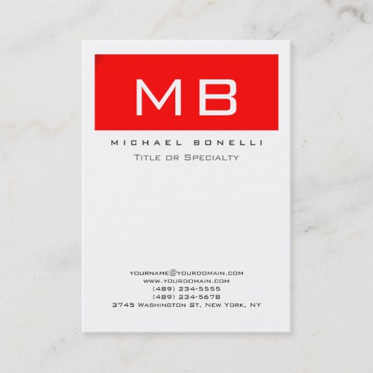 Élégant Monogramme blanc Carte de visite de bande (Devant)