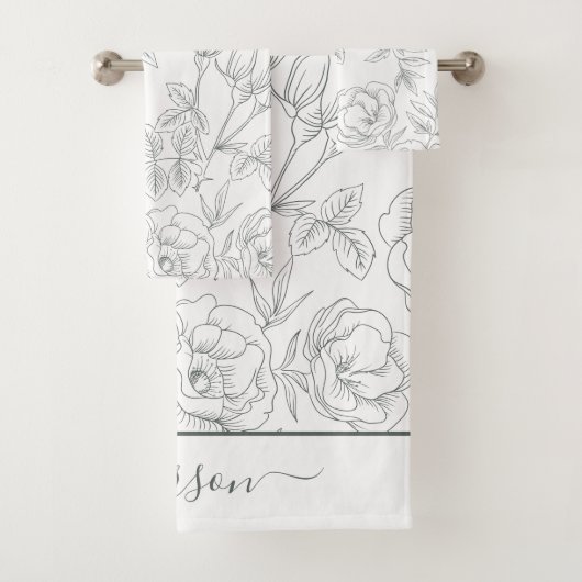 Élégant monogramme blanc gris-gris floral (En situation)