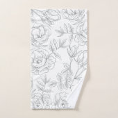 Élégant monogramme blanc gris-gris floral (Serviette à main)
