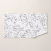 Élégant monogramme blanc gris-gris floral (Serviette à main)