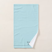 Élégant Monogramme Blanc Nom Bleu (Serviette à main)