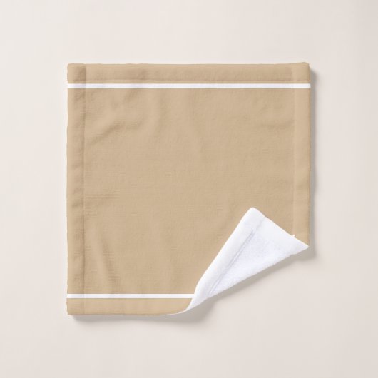 Élégant Monogramme blanc Nom du script Tan (Gant de toilette)
