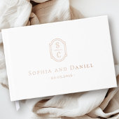 Élégant monogramme blanc nom mariage date feuille