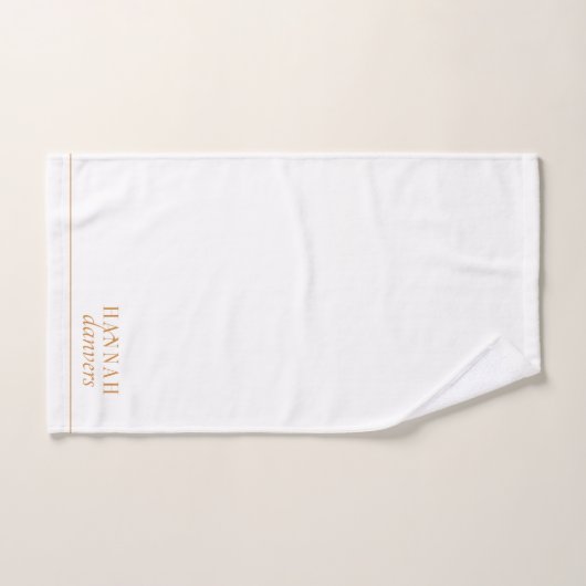 Élégant Monogramme Blanc Nom Rose (Serviette à main)