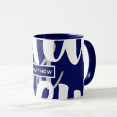 Elégant Monogramme Bleu & Blanc Café Mug (Devant droit)