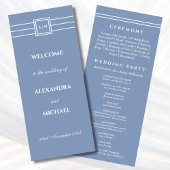 Élégant Monogramme bleu Dusty Programme de Mariage