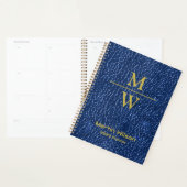 Elégant Monogramme bleu Luxe Texture Or Lettrage (Devant avec enveloppe)