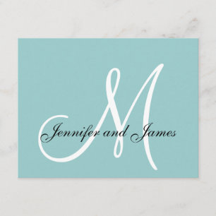 Elégant Monogramme bleu mariage carte RSVP