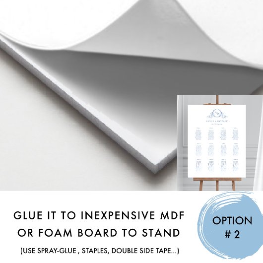 Élégant Monogramme bleu Mariage Signe du tableau d